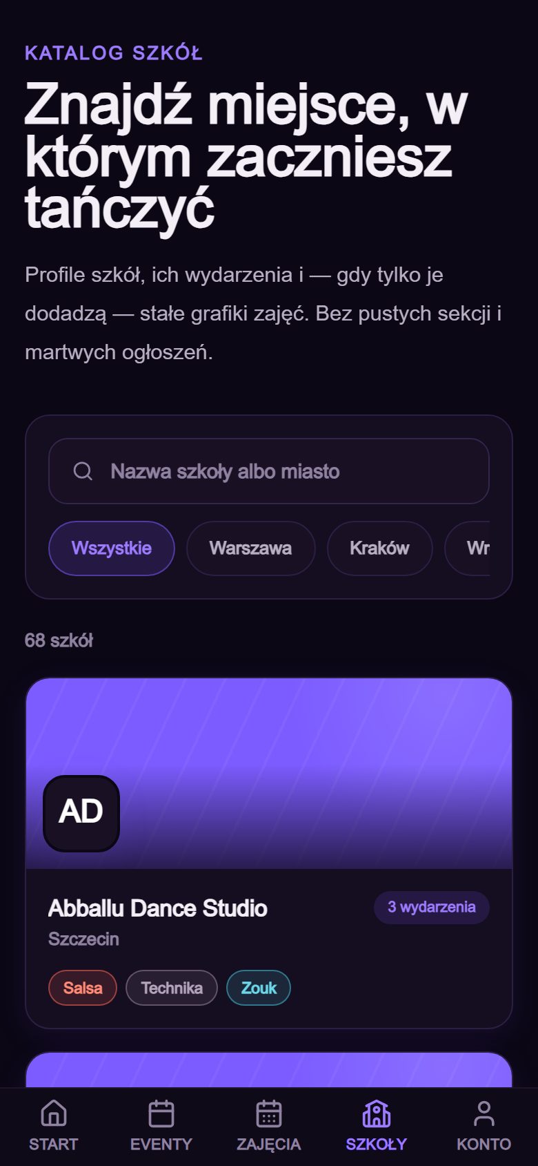 Danceity: szkoły tańca